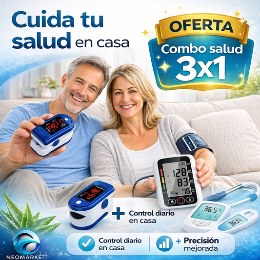 MEGA COMBO SALUDABLE: Glucómetro + Tensiómetro + Oxímetro 3 X 1